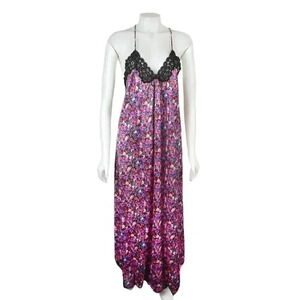 Vintage Vanity Fair Slip Dress Nightgown Floral Pink  Purple Lace Teddy Medium